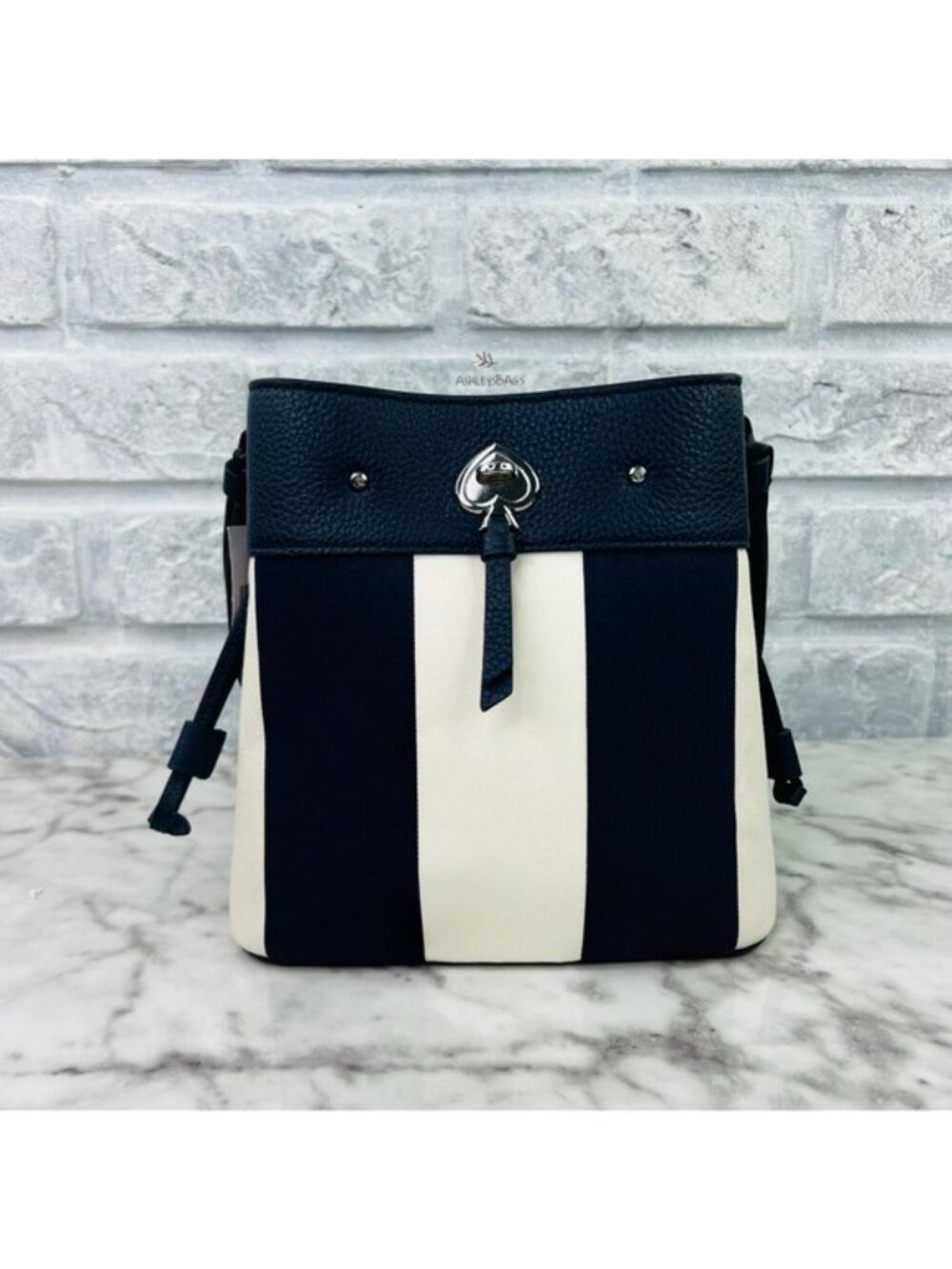 Kate Spade Marti Stripe Small Bucket Bag Shoulder Bag & Crossbody In Blazer Blue